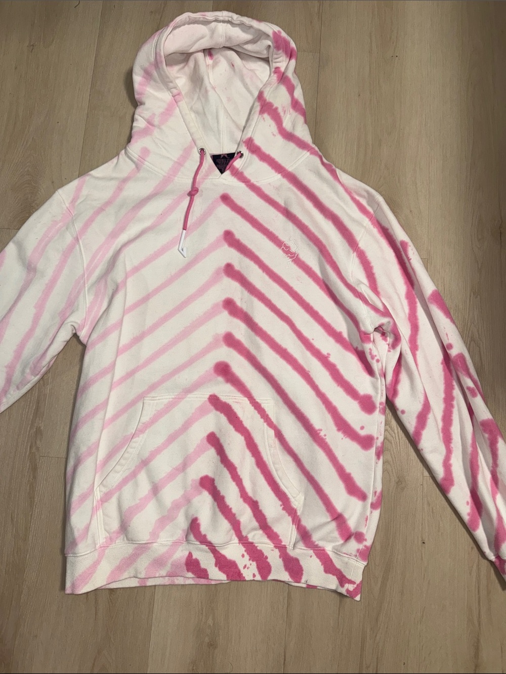 Jeffree Star Pink & White Diagonal Tie-Dye Hoodie